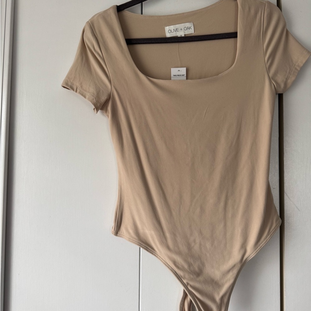 Olive & Oak Beige Short Sleeve Bodysuit